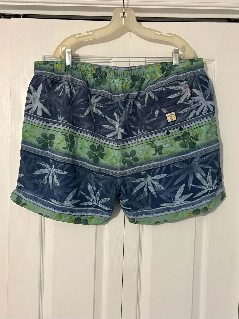 Tommy Bahama White Mesh Lined Swim Shorts with Teal Stitching